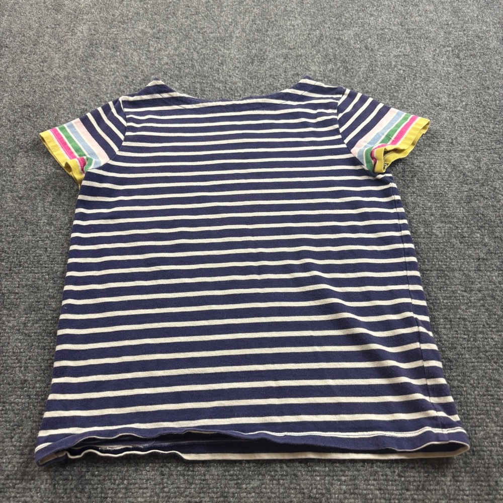 MINI BODEN Girls Blue/White stripe Short Sleeve Tee Shirt Size:  9-10Y